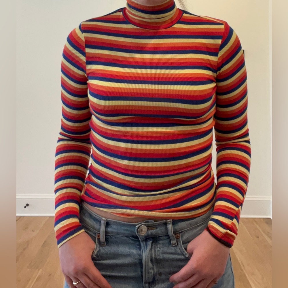UO Striped Mock neck Top